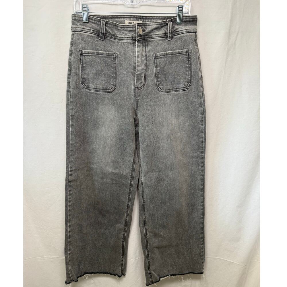 OAT New York High Rise Patch Pocket Wide Leg Jeans, Gray/Black, Size 10/30